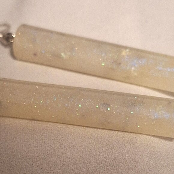 Artisan Handmade White Pearl Silver Star Cylinder Statement Earrings - Picture 4 of 7